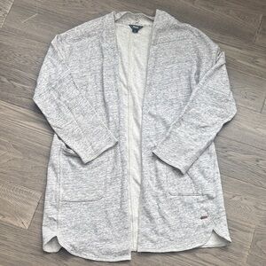 Roots | 100% Cotton Heather Gray Knit Long Sweater Cardigan Size Large